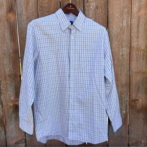 JOSEPH & LYMAN Men’s Blue Orange Plaid Cotton Shirt Long Sleeve Size Small‎